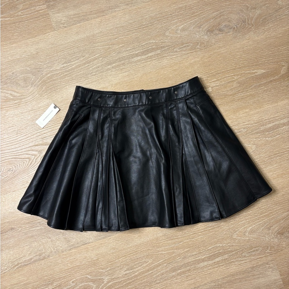 NWT Anthropologie Faux Leather Pleated Skirt
